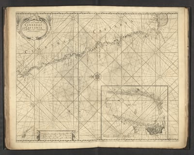 A chart of ye Coasts of Cimbebas and Caffaria from Mr. Negro to ye C ...